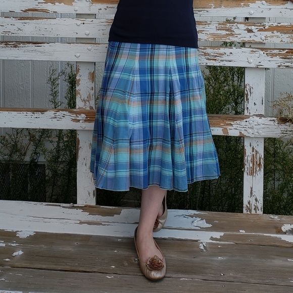 Emma James Skirts Emma Jones Lined Plaid Cotton Skirt Poshmark